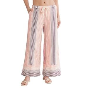 LemLem Ivory Desta Striped Cotton Wide Leg Pants Womens S